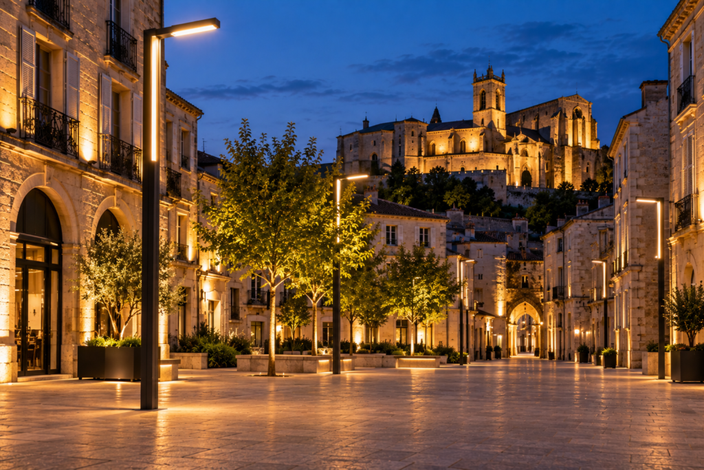 Éclairage urbain et patrimoine : comment moderniser sans dénaturer les villes historiques ? Moderniser l’éclairage d’un centre historique impose un exercice d’équilibre. Les rues anciennes, les places, les façades en pierre et les monuments doivent répondre aux usages actuels sans perdre ce qui fait leur identité. Or les équipements d’éclairage restent visibles de jour comme de nuit. Leur forme, leur implantation et la lumière qu’ils diffusent modifient donc directement la perception du patrimoine. Fabricant éclairage public